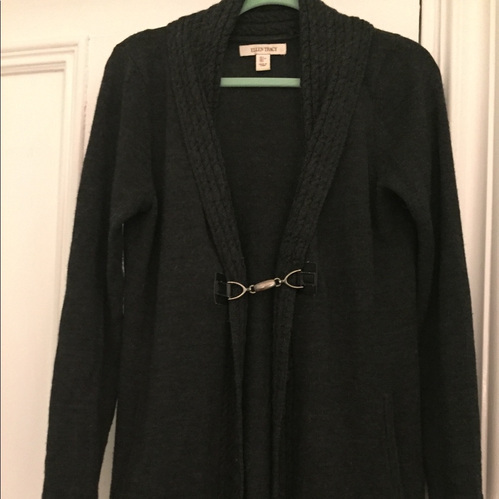Ellen Tracey Long Gray Cardigan. Size Large.